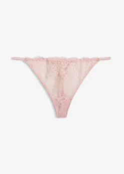 bonprix bonprix Lencería|Bragas>Tanga de encaje delicado Rosa empolvado