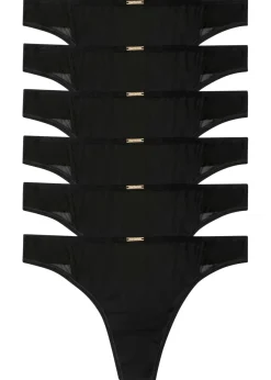 bonprix bonprix Ropa Interior Deportiva|Básicos>Tanga de microfibra de la serie Feel Comfort (6 unidades) Negro