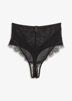 bonprix VENUS Lencería Sexy|Bragas>Tanga de talle alto con abertura Negro