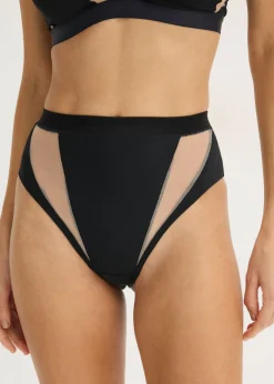 Mujer bonprix bonprix Tanga de talle alto con insertos transparentes