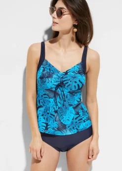 bonprix bonprix Tankinis>Tankini (2 piezas) con fruncido Azul/turquesa