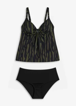 bonprix bonprix Tankinis>Tankini con detalle de anilla (2 piezas) Caqui-negro