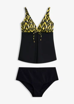bonprix bonprix Tankinis>Tankini con tirantes anchos (2 piezas) Negro-amarillo