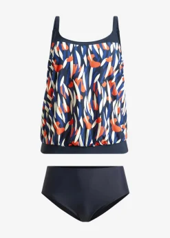 bonprix bonprix Tankinis>Tankini holgado (2 piezas) Azul marino estampado