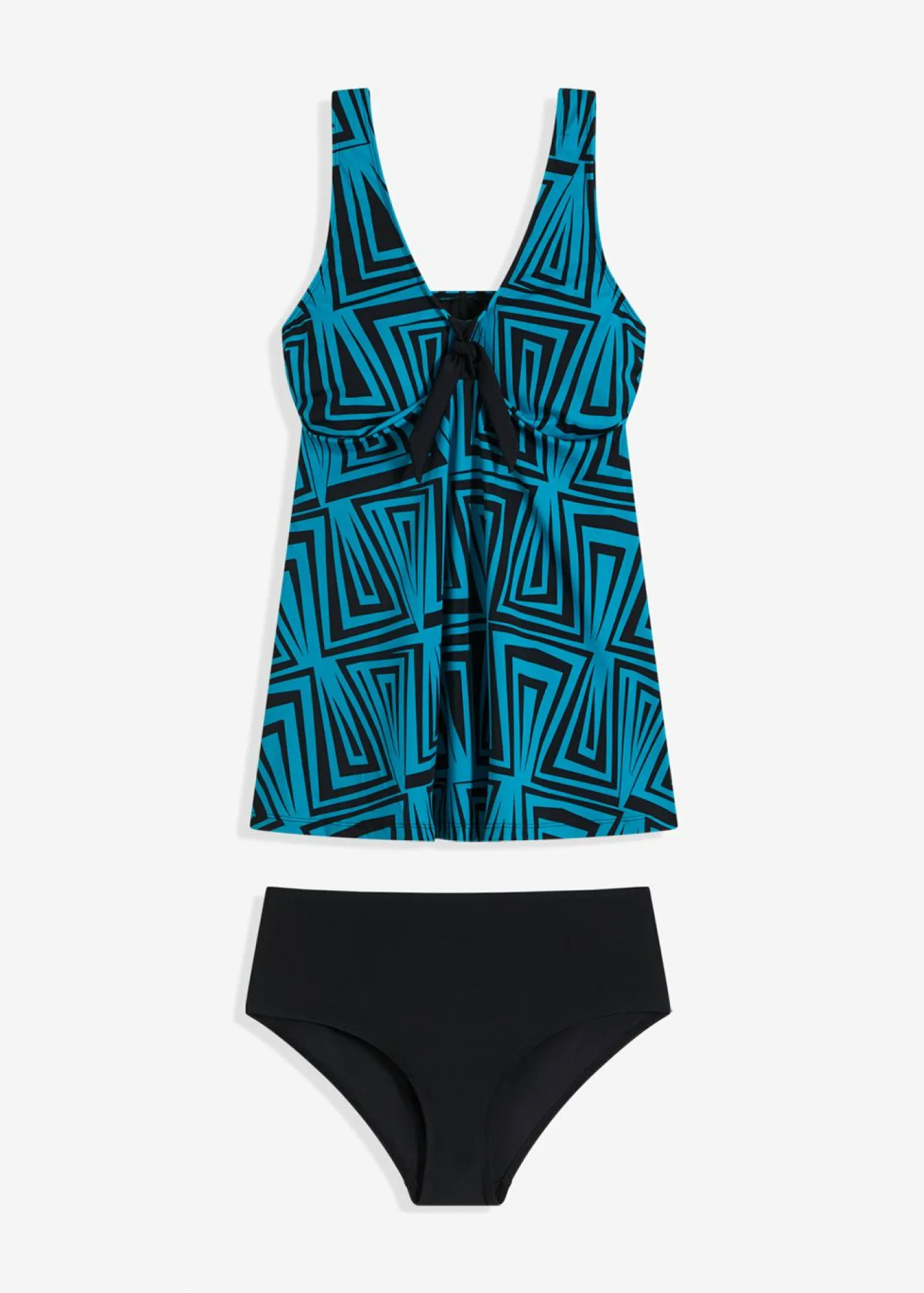 bonprix bonprix Tankinis>Tankini largo con tirantes anchos (2 piezas) Negro-turquesa