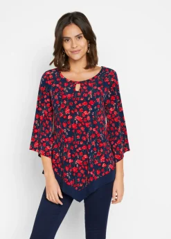 bonprix bonprix Camisas Y Blusas>Túnica Azul marino / fresa con flores
