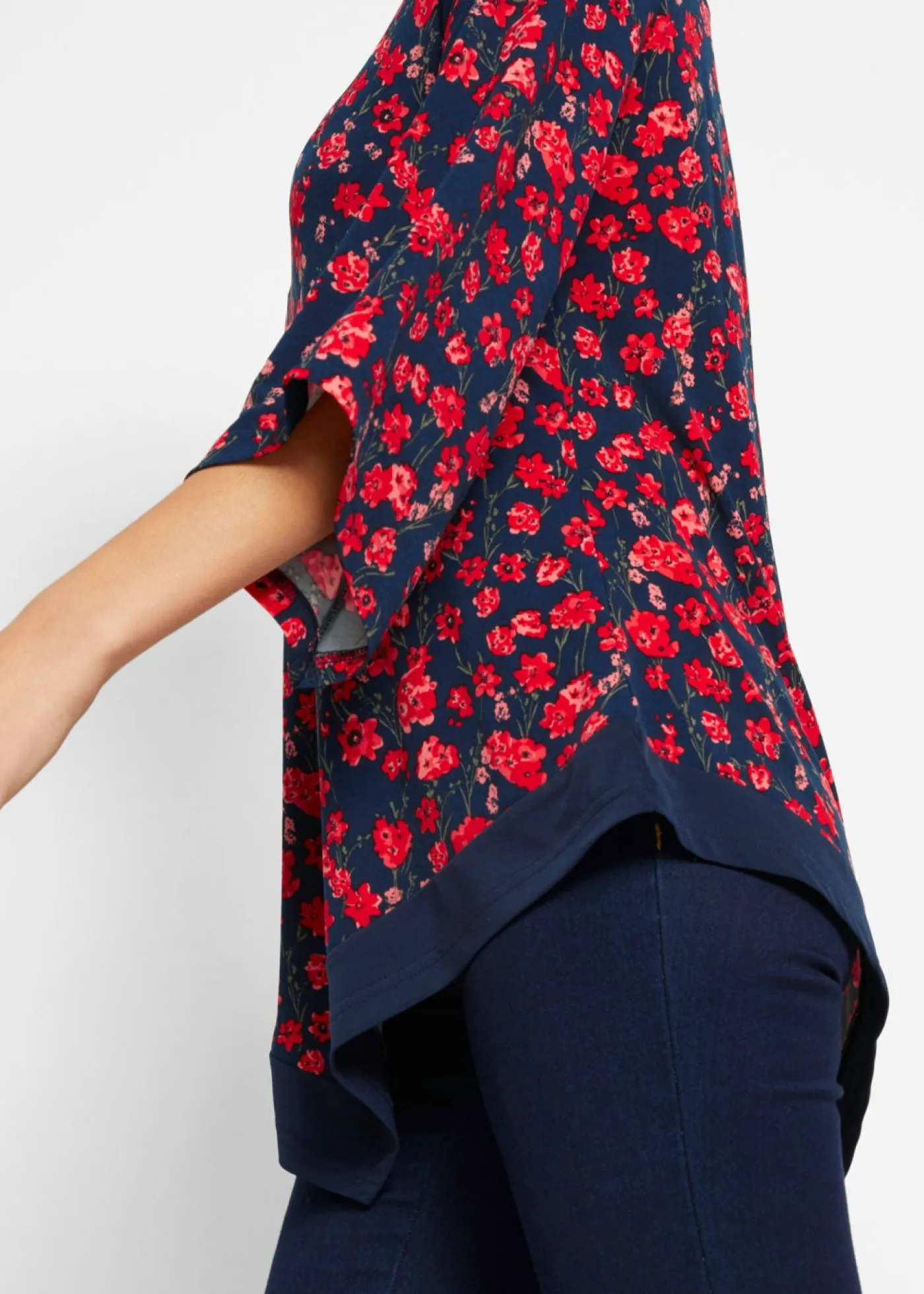 bonprix bonprix Camisas Y Blusas>Túnica Azul marino / fresa con flores