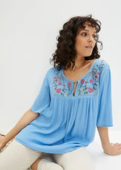 bonprix bonprix Camisas Y Blusas>Túnica arrugada de viscosa suave Rosa