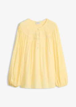 bonprix bonprix Camisas Y Blusas|Novedades>Túnica con cintas de encaje Amarillo claro