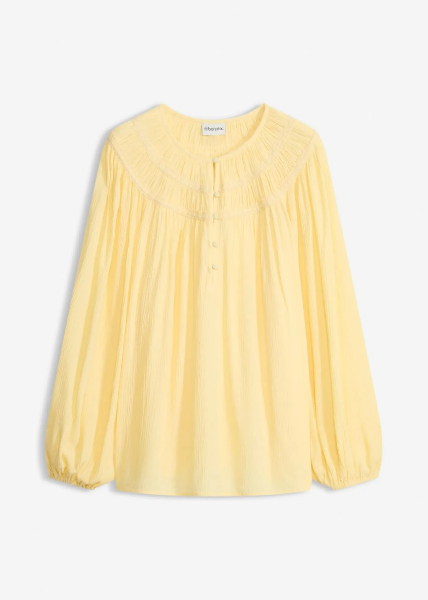 bonprix bonprix Camisas Y Blusas|Novedades>Túnica con cintas de encaje Amarillo claro