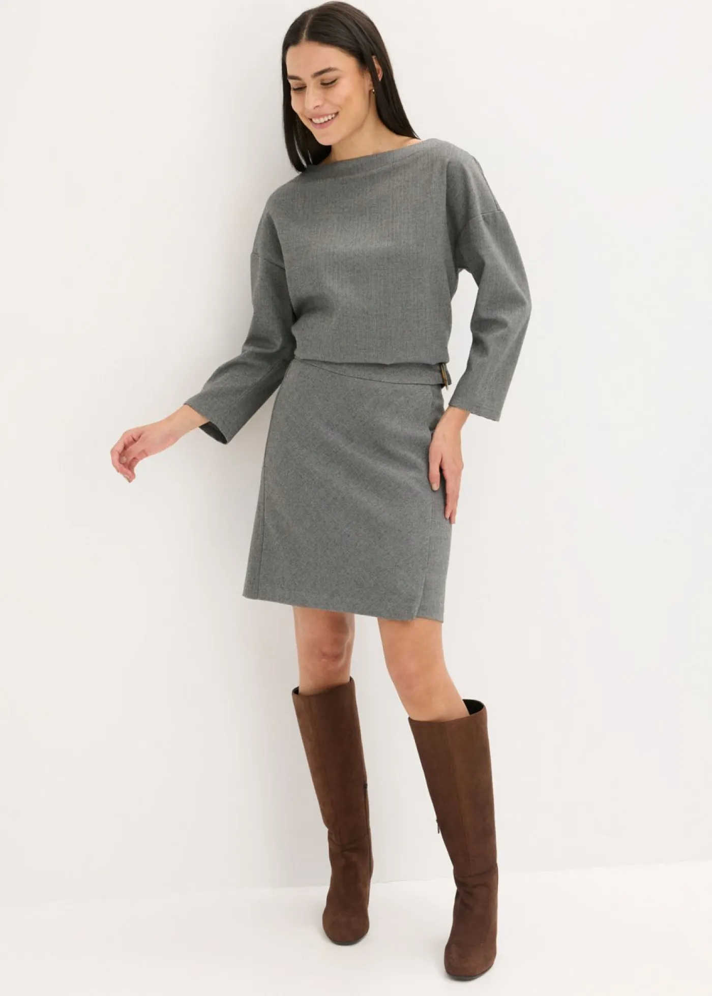 Mujer bonprix bonprix Túnica con diseño en espiga de tejido firme