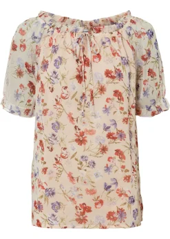 bonprix bonprix Camisas Y Blusas>Túnica con escote bañera Rosa claro de flores