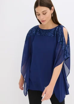 bonprix bonprix Camisas Y Blusas|Ropa Elegante>Túnica con lentejuelas Azul oxford
