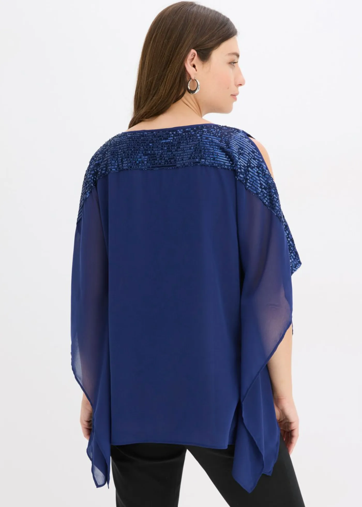 bonprix bonprix Camisas Y Blusas|Ropa Elegante>Túnica con lentejuelas Azul oxford