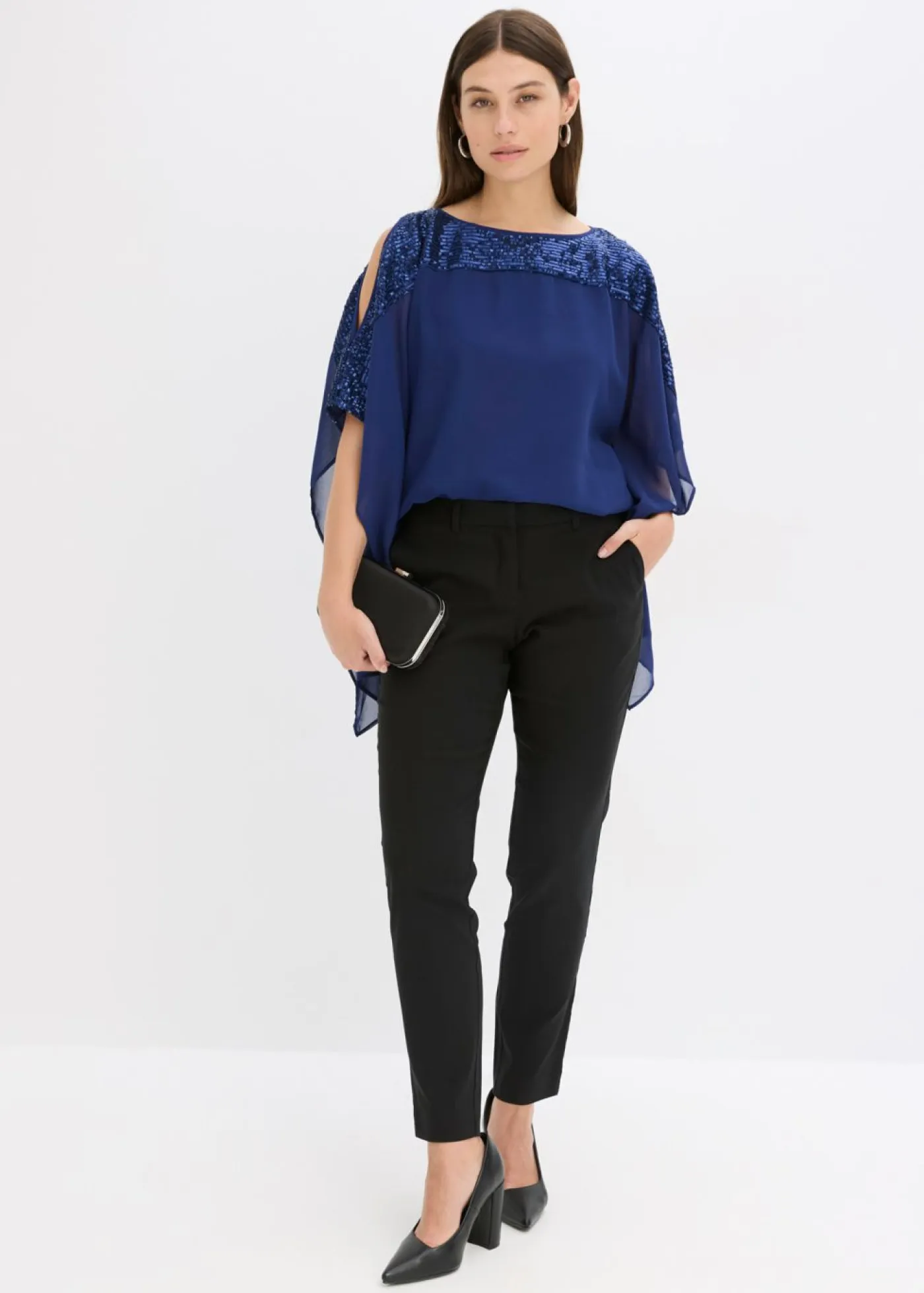 bonprix bonprix Camisas Y Blusas|Ropa Elegante>Túnica con lentejuelas Azul oxford