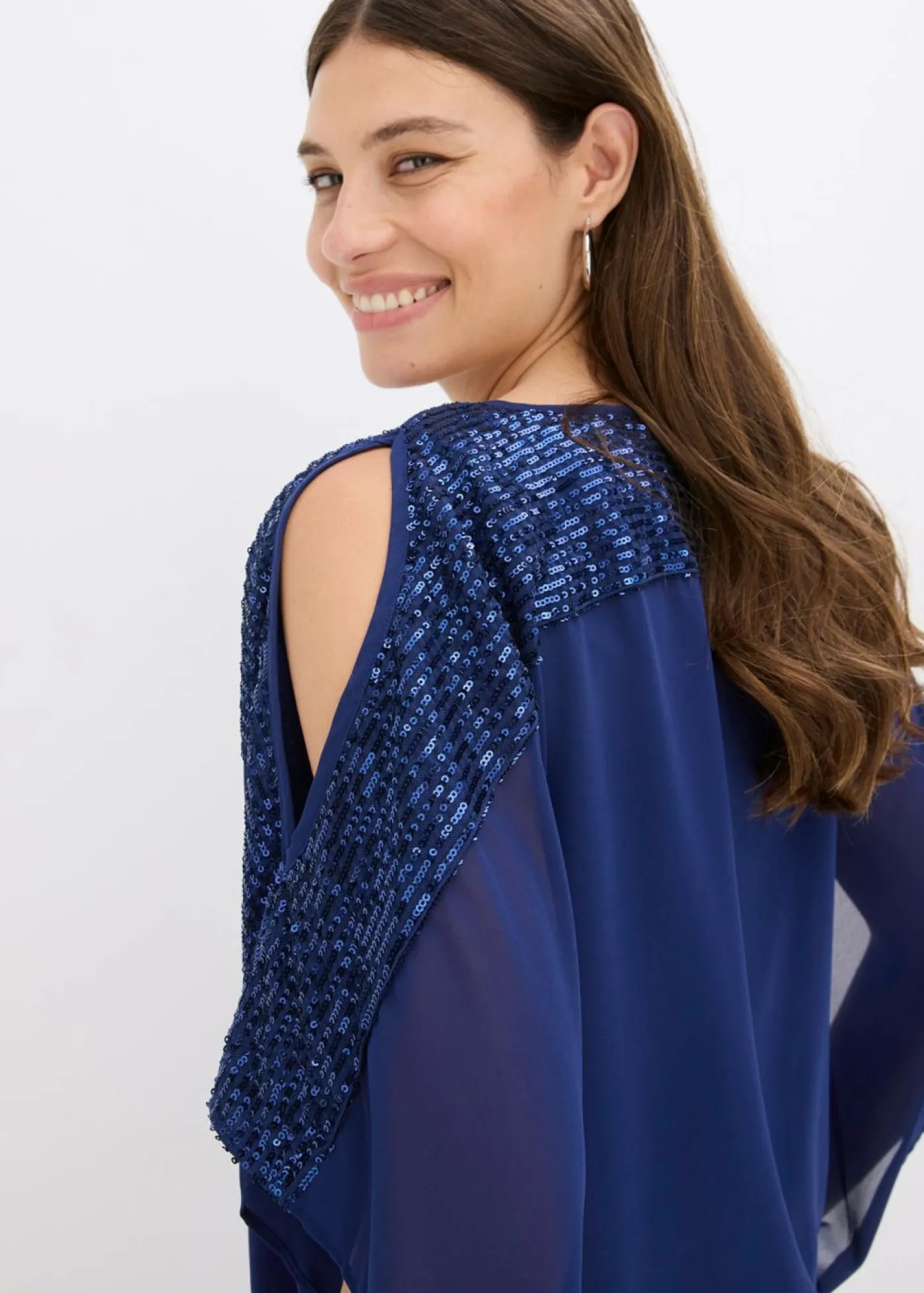 bonprix bonprix Camisas Y Blusas|Ropa Elegante>Túnica con lentejuelas Azul oxford