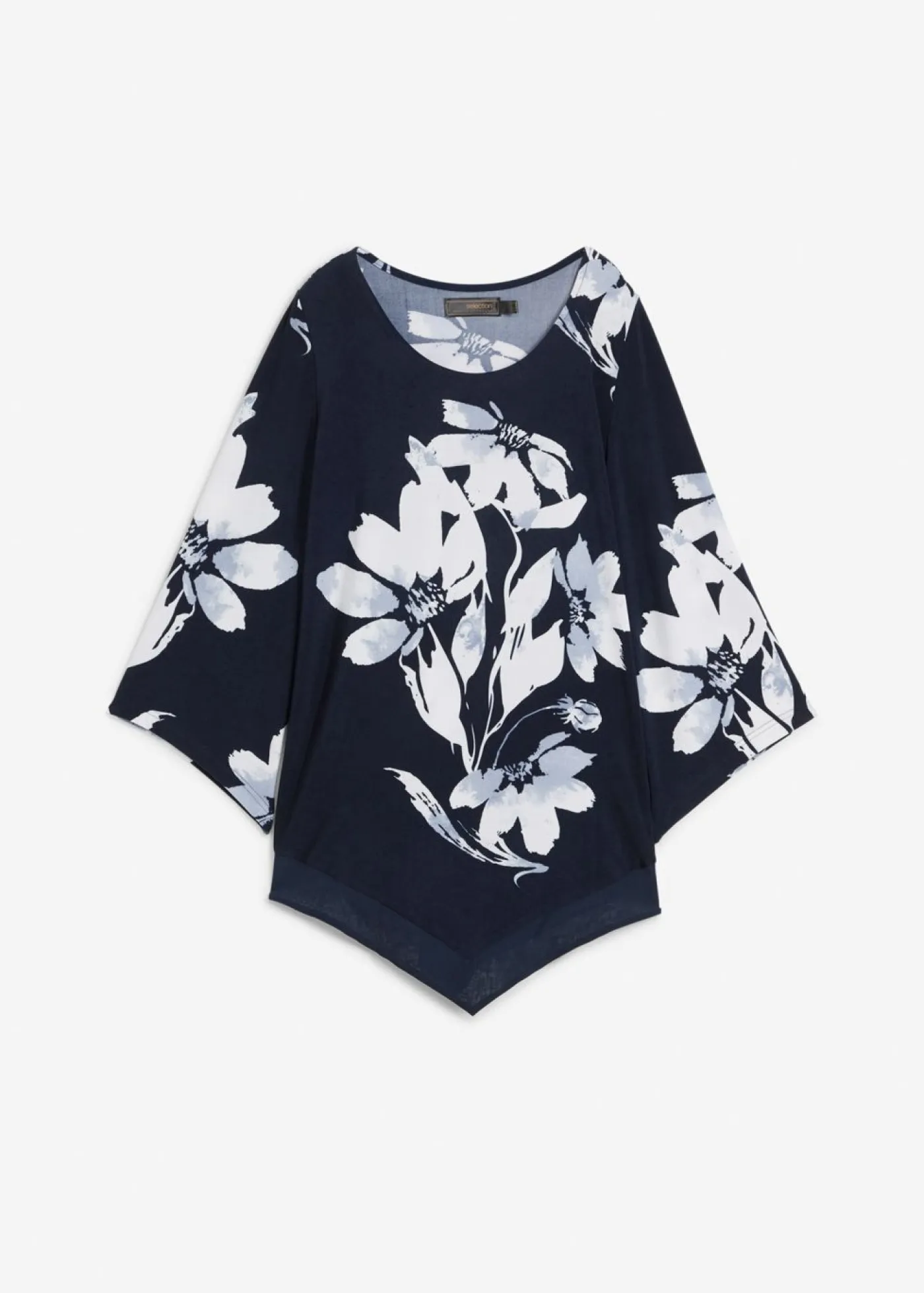 bonprix bonprix Camisetas>Túnica con patrón de flores azul marino / blanco con flores