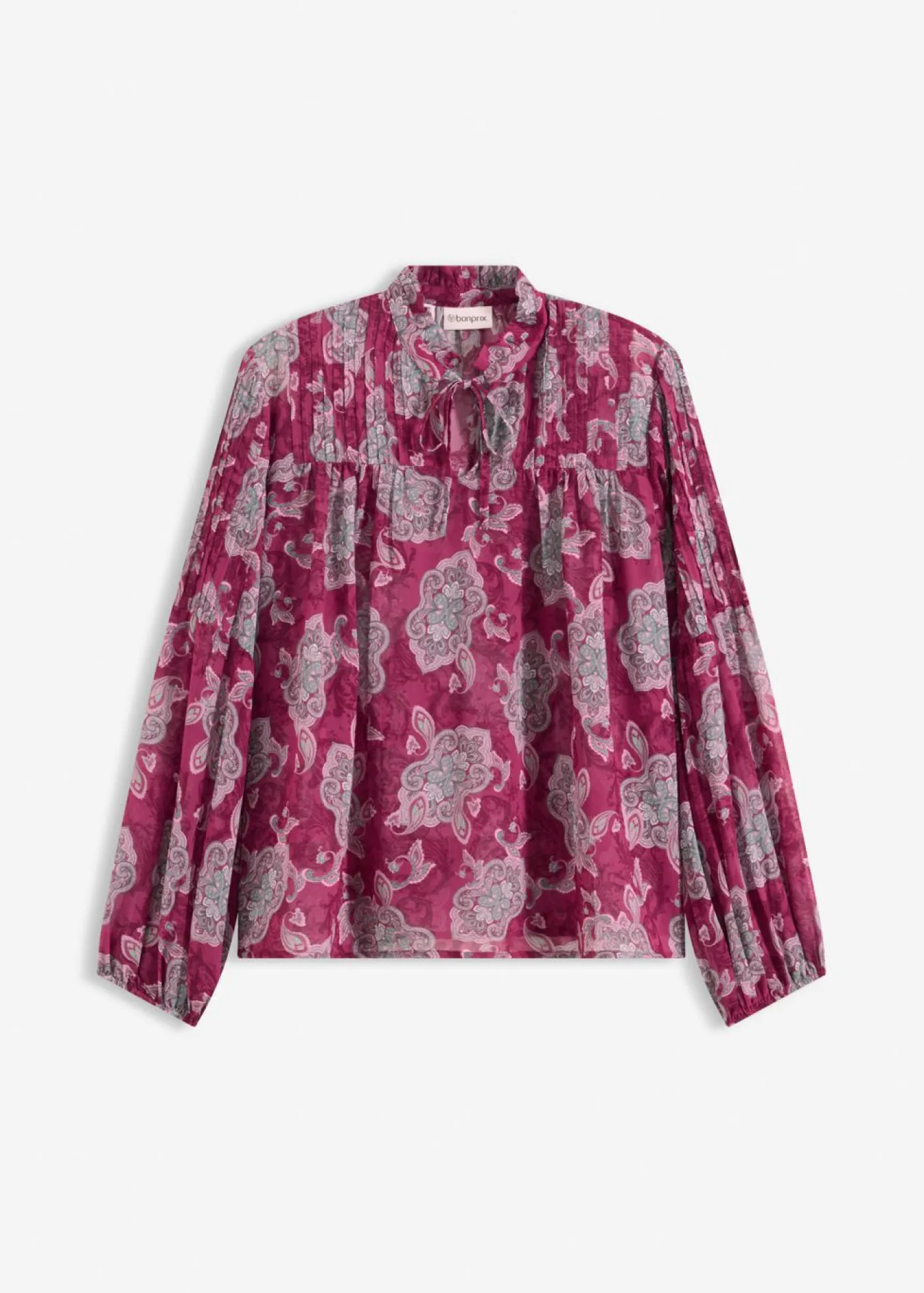 bonprix bonprix Camisas Y Blusas>Túnica de gasa con patrón paisley fucsia oscuro-hierbabuena-rosa orquídea