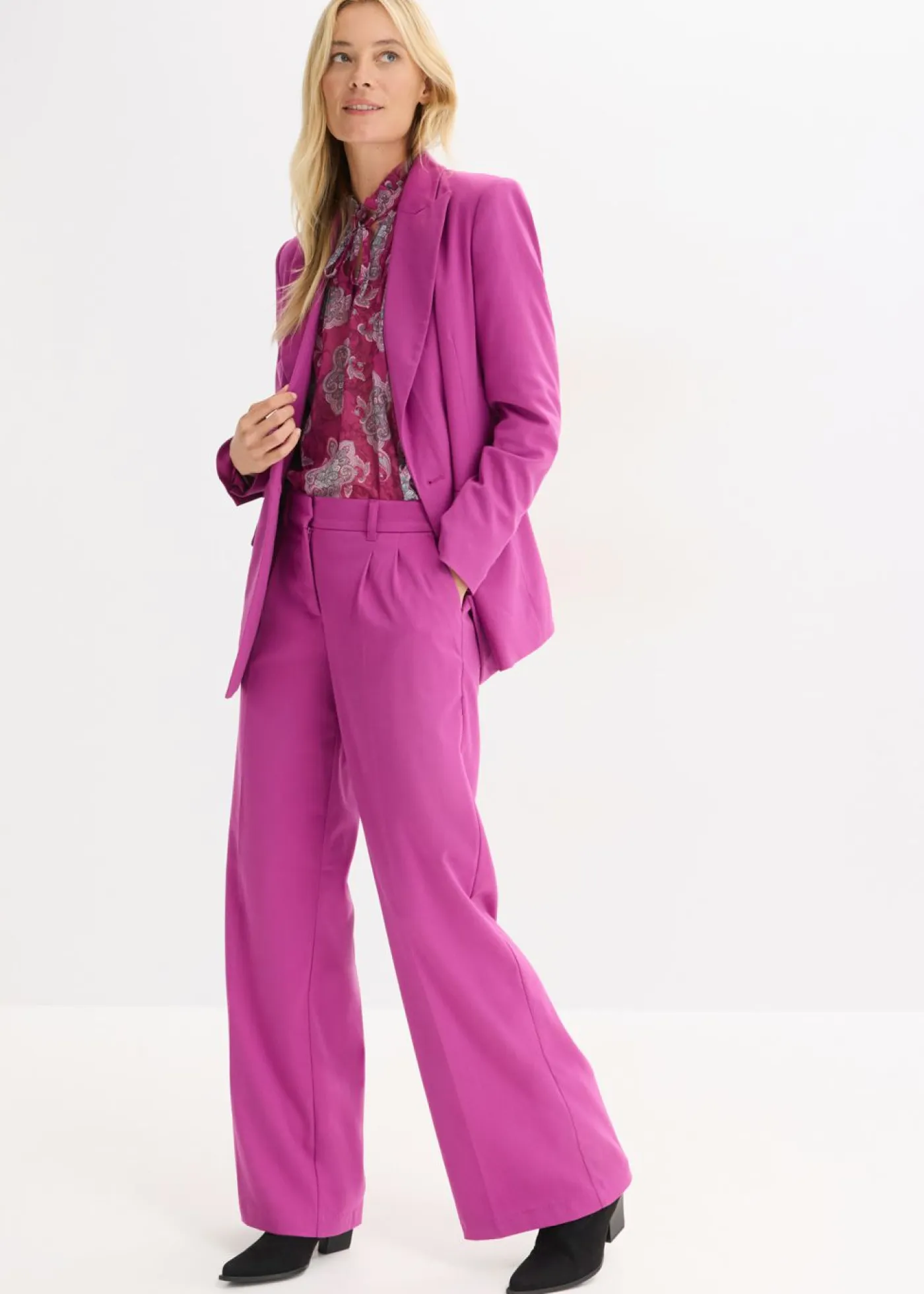 bonprix bonprix Camisas Y Blusas>Túnica de gasa con patrón paisley fucsia oscuro-hierbabuena-rosa orquídea