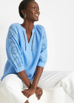 bonprix bonprix Camisas Y Blusas|Novedades>Túnica de muselina ligera azul provenzal