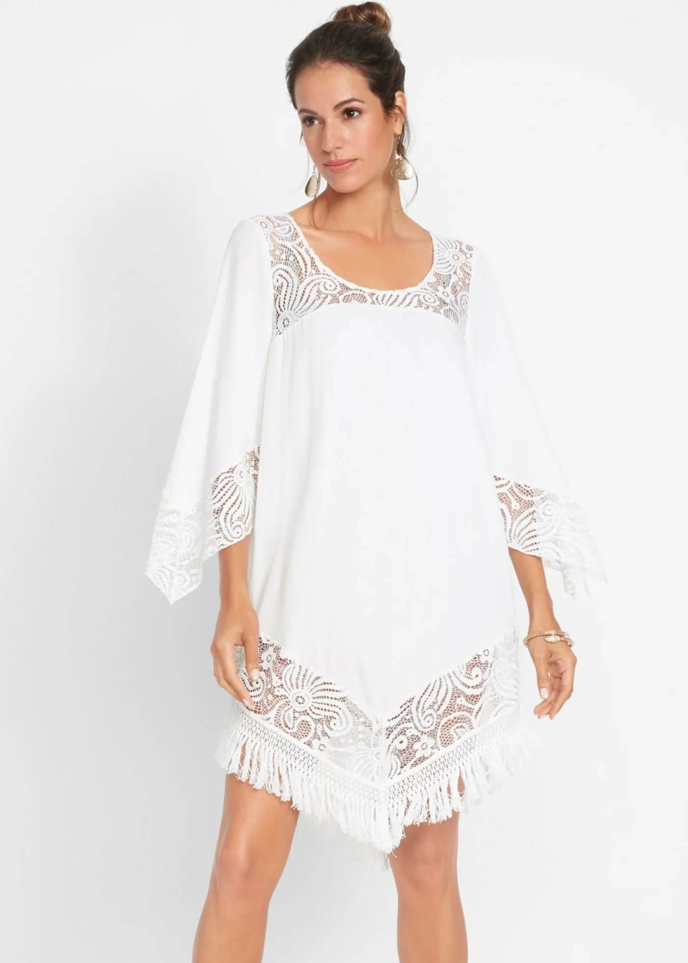 Mujer bonprix bonprix Túnica de playa con encaje de viscosa