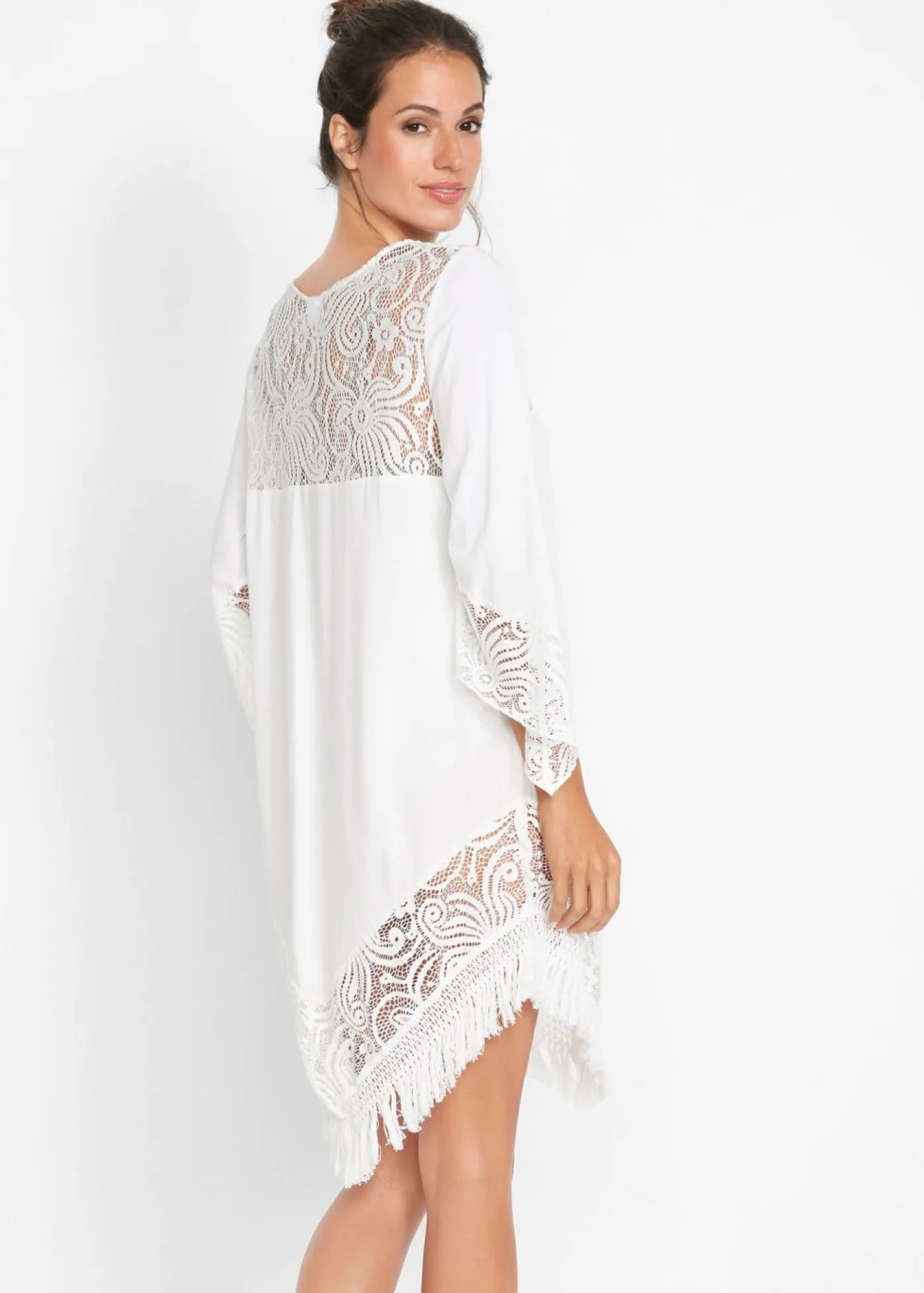 Mujer bonprix bonprix Túnica de playa con encaje de viscosa