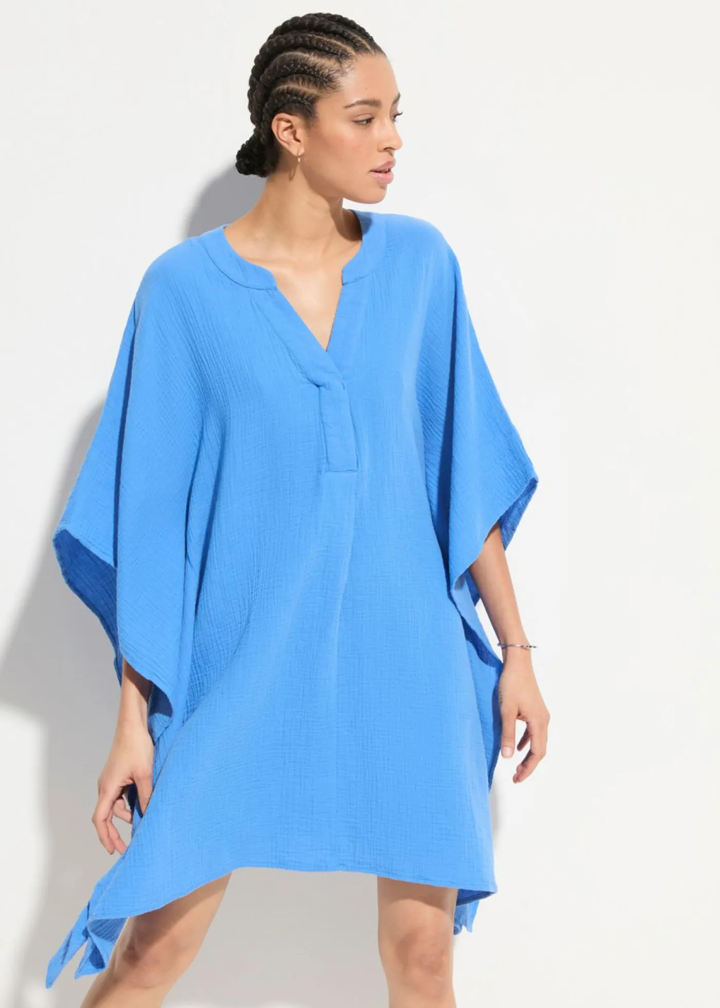 bonprix bonprix Ropa De Playa|Vestidos>Túnica de playa de muselina vaporosa Azul