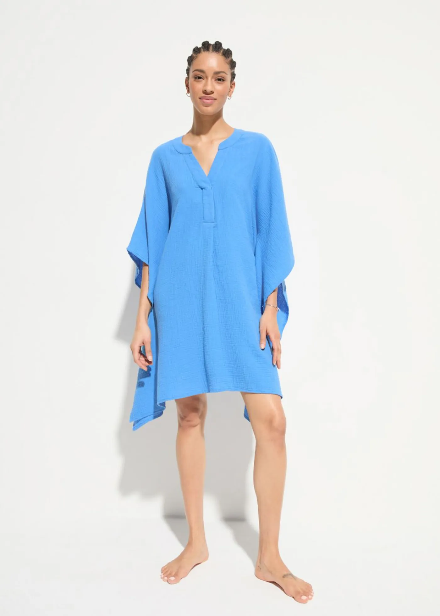 bonprix bonprix Ropa De Playa|Vestidos>Túnica de playa de muselina vaporosa Azul