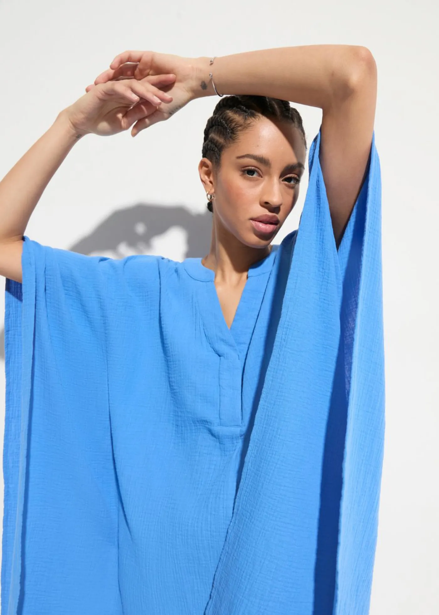 bonprix bonprix Ropa De Playa|Vestidos>Túnica de playa de muselina vaporosa Azul