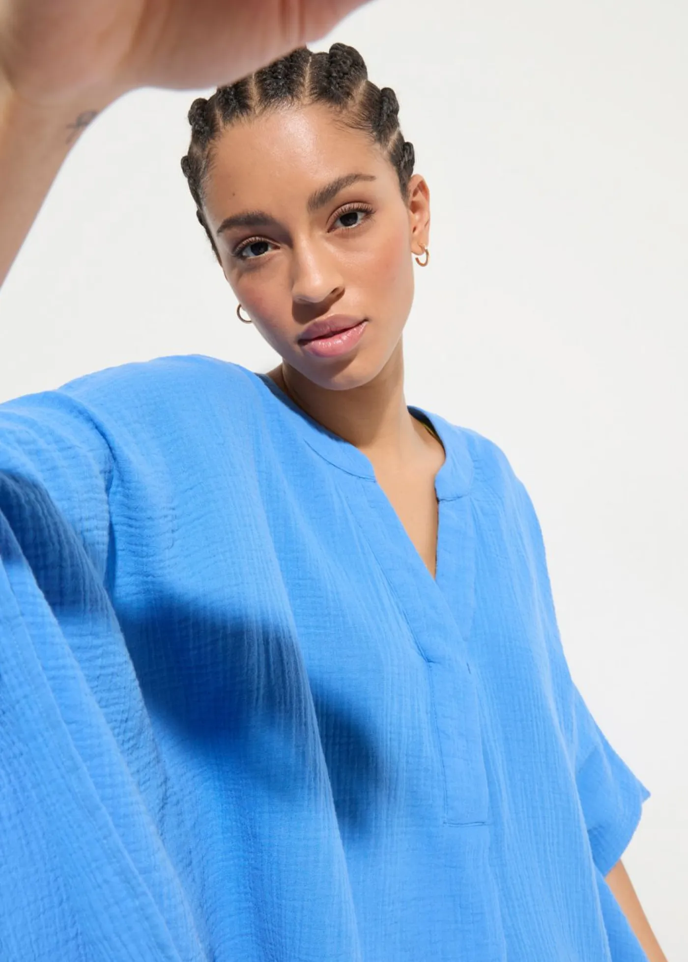 bonprix bonprix Ropa De Playa|Vestidos>Túnica de playa de muselina vaporosa Azul