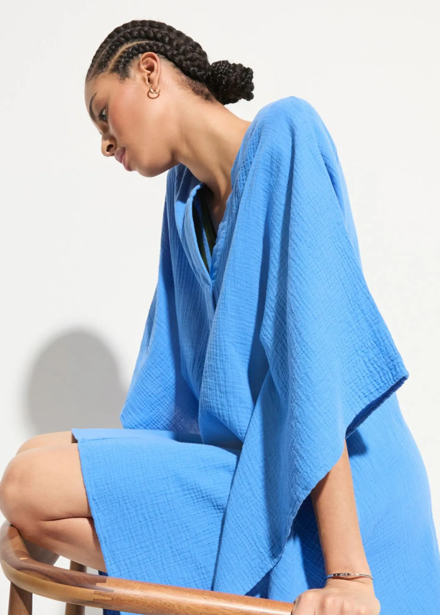 bonprix bonprix Ropa De Playa|Vestidos>Túnica de playa de muselina vaporosa Azul