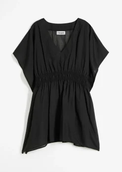 bonprix bonprix Ropa De Playa|Camisas Y Blusas>Túnica de playa transparente con escote en V Negro