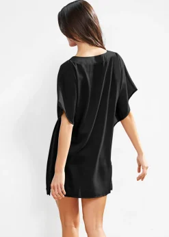 bonprix bonprix Ropa De Playa|Camisas Y Blusas>Túnica de playa transparente con escote en V Negro