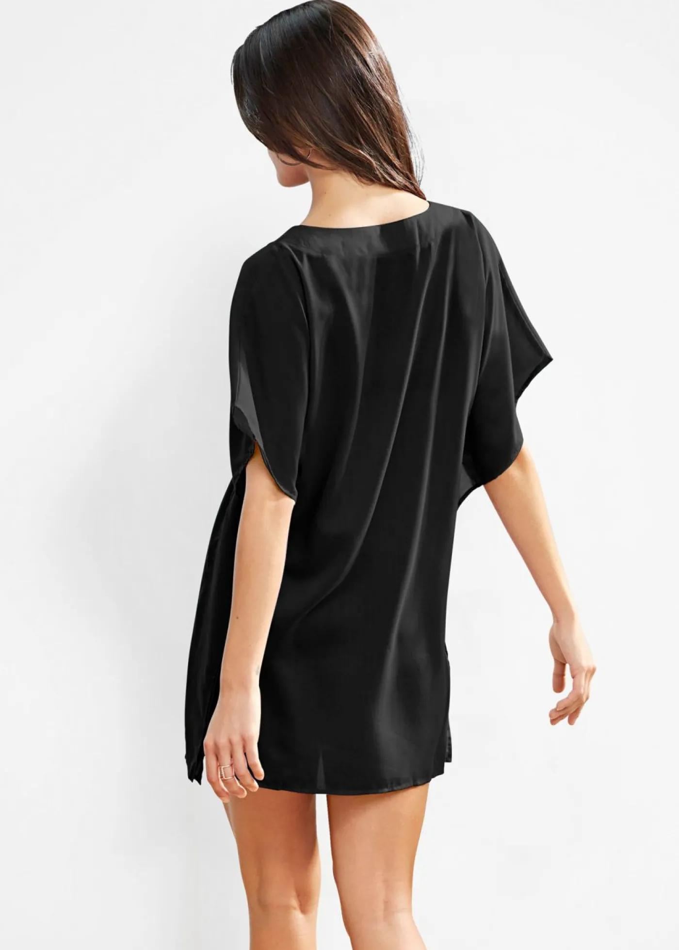 bonprix bonprix Ropa De Playa|Camisas Y Blusas>Túnica de playa transparente con escote en V Negro