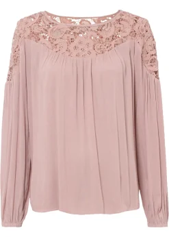 bonprix bonprix Camisas Y Blusas>Túnica de viscosa fluida Rosa palo