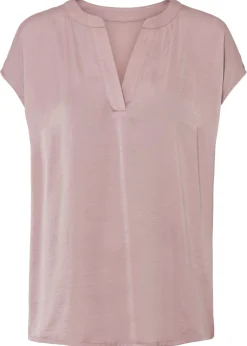 Mujer bonprix bonprix Túnica holgada de satén de manga corta con hombros caídos