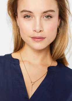 Mujer bonprix bonprix Túnica holgada de satén de manga corta con hombros caídos