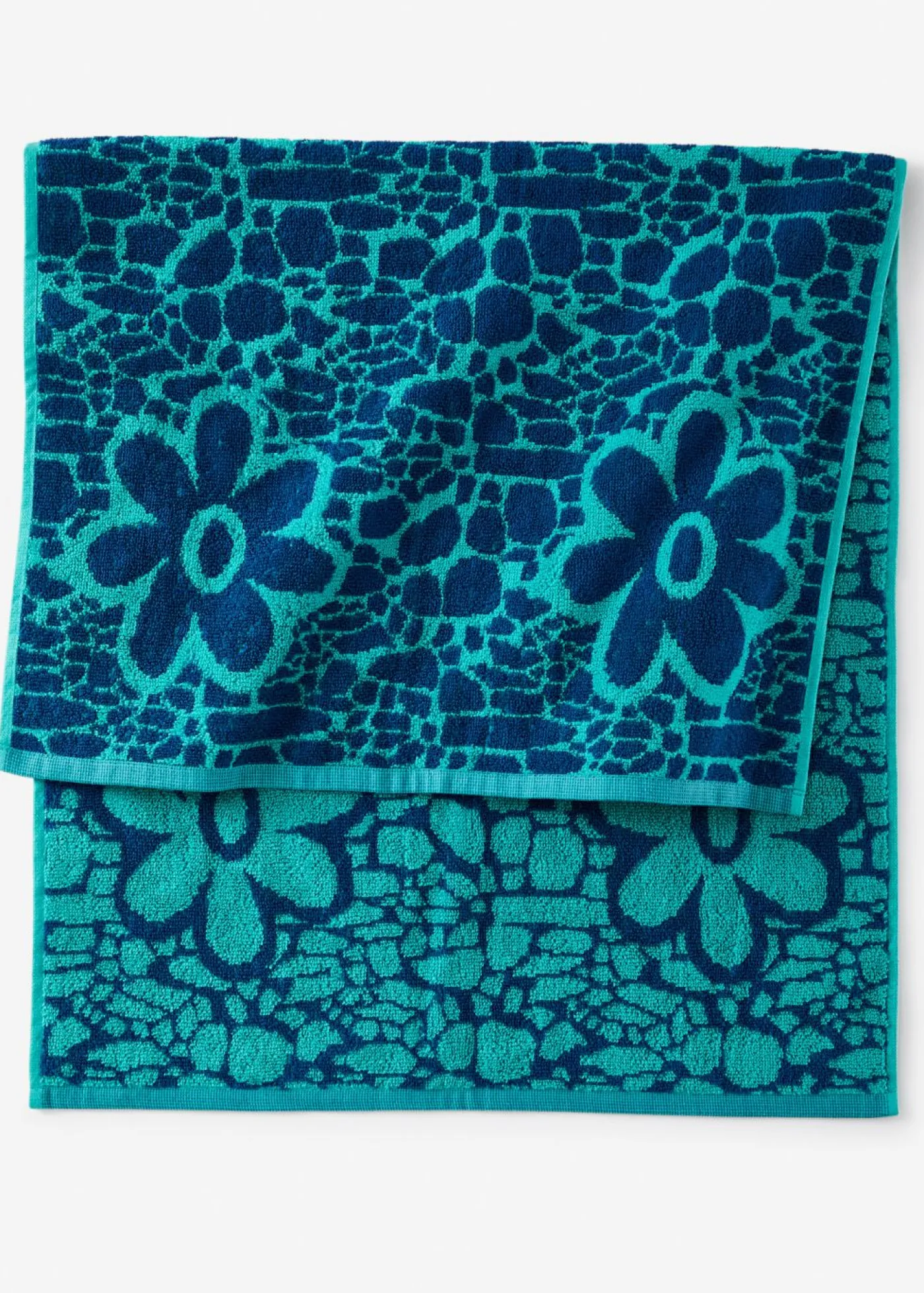 bonprix bonprix Muebles De Baño·Toallas De Baño|Toallas>Toalla de mano de algodón con diseño jacquard de flores Turquesa-azul