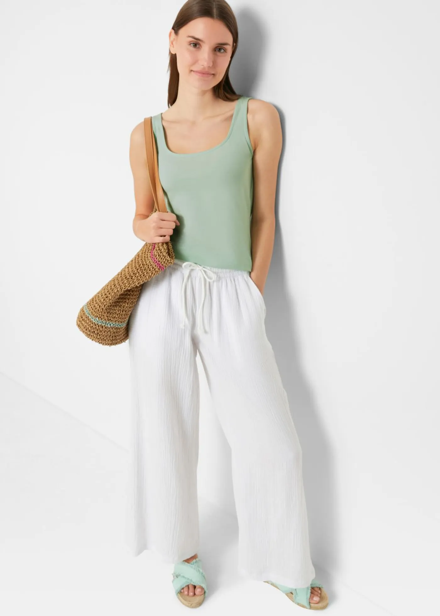 bonprix bonprix Básicos|Camisetas>Top (2 unidades) Menta claro-negro