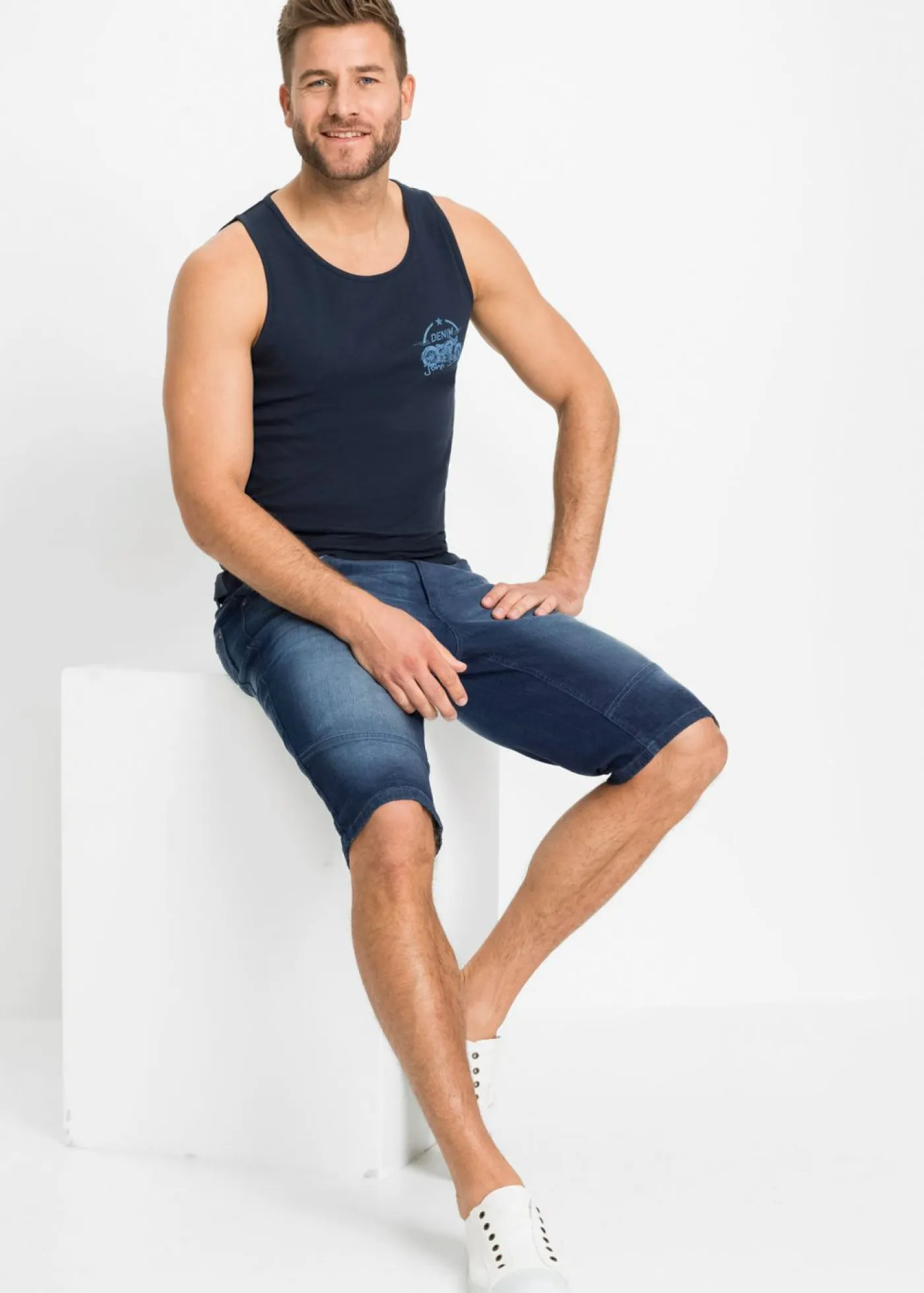 bonprix bonprix Ropa De Playa|Camisetas Y Polos>Top (3 unidades) blanco+índigo+gris jaspeado