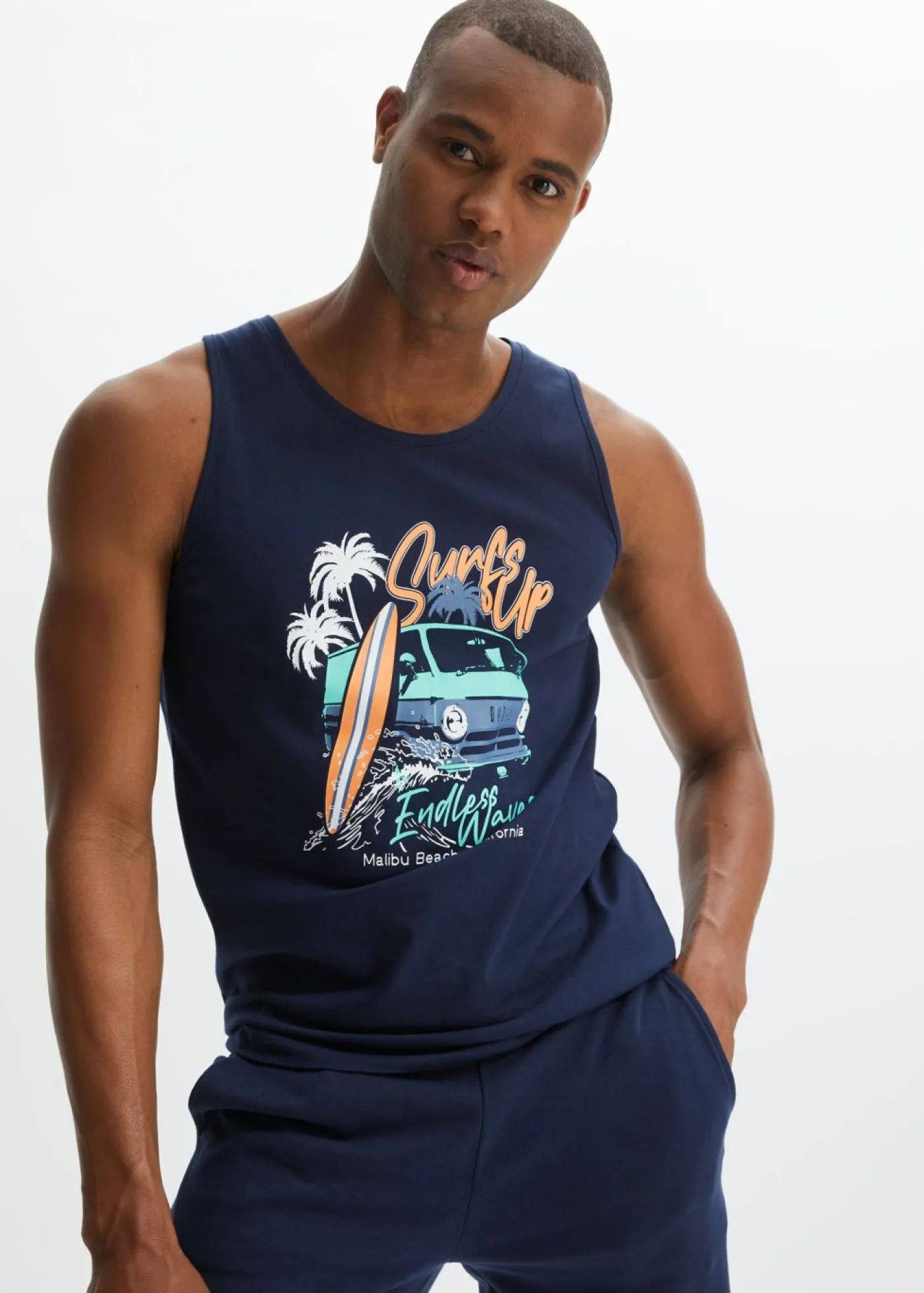 bonprix bonprix Ropa De Playa|Camisetas Y Polos>Top (2 unidades) de algodón orgánico puro azul marino+azul mentol