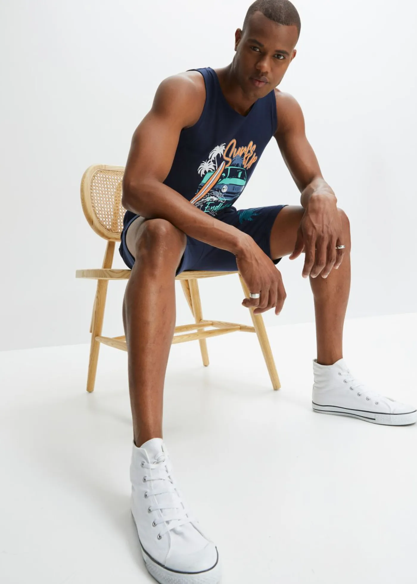 bonprix bonprix Ropa De Playa|Camisetas Y Polos>Top (2 unidades) de algodón orgánico puro azul marino+azul mentol