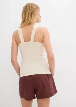 Mujer bonprix bonprix Top anudado al cuello con hebilla decorativa