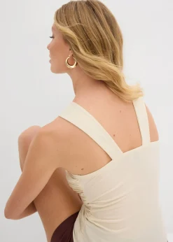 Mujer bonprix bonprix Top anudado al cuello con hebilla decorativa