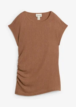 bonprix bonprix Camisetas>Top asimétrico de crepé ligero Marrón castaño
