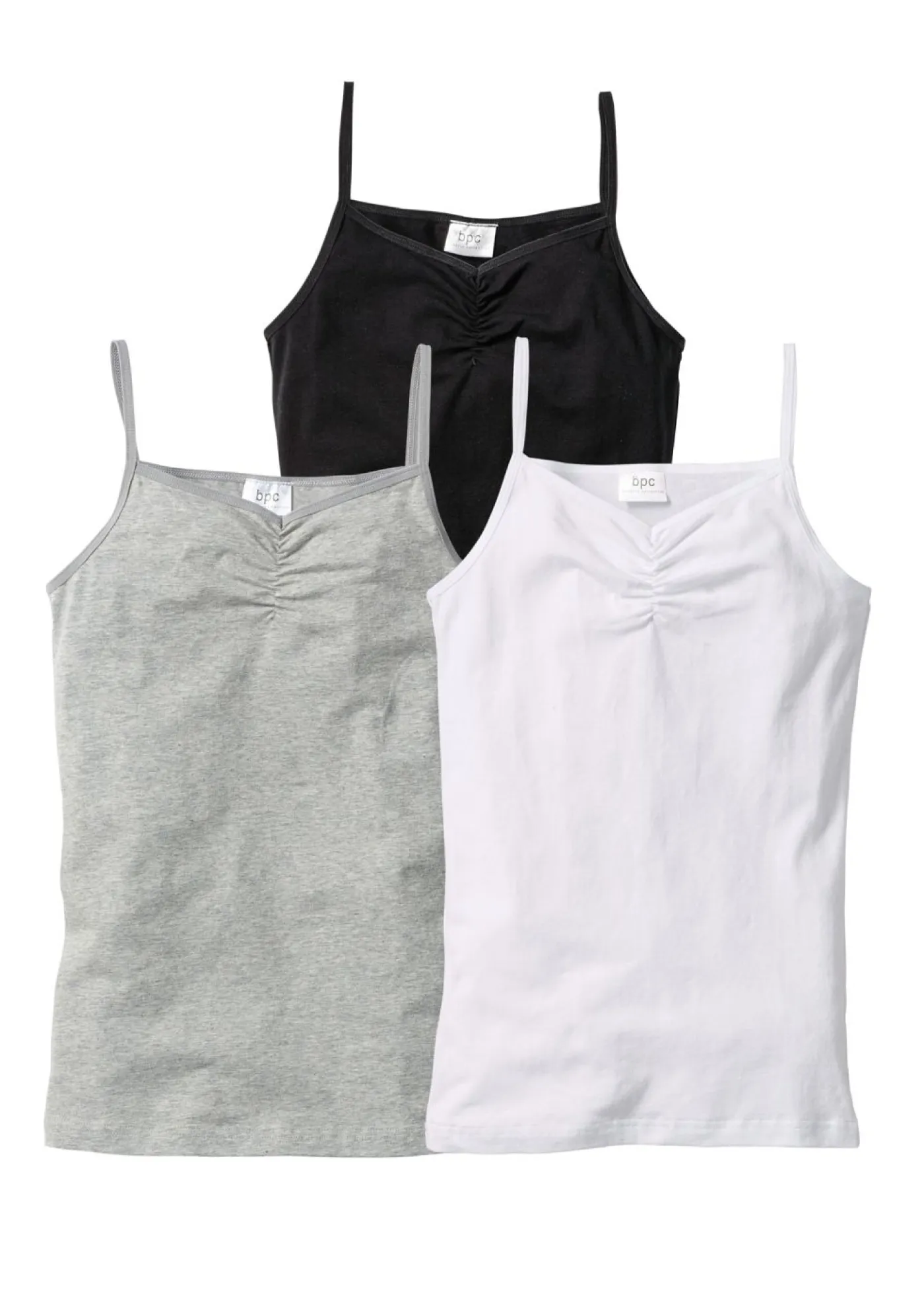 bonprix bonprix Multipack|Niña·Braguitas Y Tops>Top con algodón orgánico suave (3 unidades) Blanco-negro-gris claro jaspeado