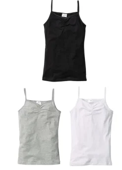 bonprix bonprix Multipack|Niña·Braguitas Y Tops>Top con algodón orgánico suave (3 unidades) Blanco-negro-gris claro jaspeado