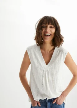 Mujer bonprix bonprix Top con bordado calado