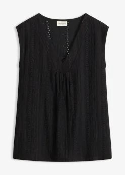 bonprix bonprix Camisetas|Novedades>Top con bordado calado Negro