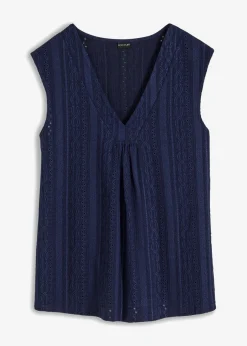 bonprix bonprix Camisetas|Novedades>Top con bordado calado Azul marino